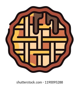 Chocolate pie vector illustration in line color design