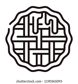 Chocolate pie vector illustration in line stroke design