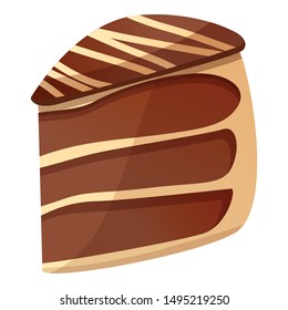 Chocolate piece cake icon. Cartoon of chocolate piece cake vector icon for web design isolated on white background