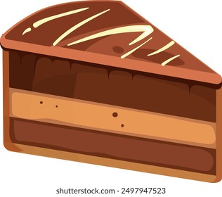 Chocolate piece of cake. Sweet cartoon pie slice