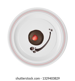 chocolate piece in ceramic plate