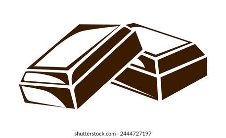 Chocolate piece icon. Hand drawn outline. Sketch style. Illustration isolated on white background.