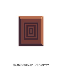 Chocolate piece icon. Pixel art flat style. 8-bit. Isolated vector illustration.