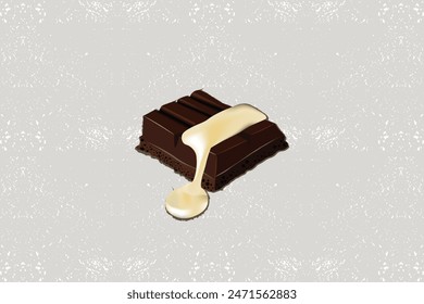 Pieza de chocolate Vector cuadrado aislado sobre fondo blanco.