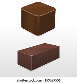 Chocolate piece and truffle, EPS10 vector format