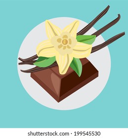 chocolate piece and vanilla flower 