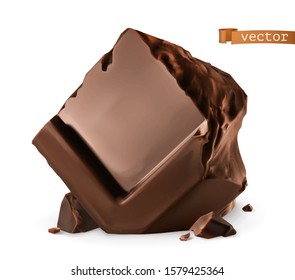 Chocolate pieces. 3d realistic vector icon