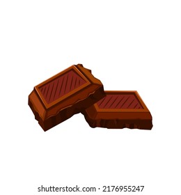 vector de dibujos animados de piezas de chocolate. cacao oscuro, cacao de leche, trozos de chocolate de caramelo rotos. ilustración de color aislado