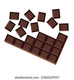 chocolate pieces. Dark chocolate. chocolate bar. Chocolate. Pieces. vector illustration