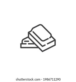 Icono de línea de piezas de chocolate. signo de estilo lineal para concepto móvil y diseño web. Pieza cuadrada del icono vector de contorno de barra de chocolate. Símbolo, ilustración del logotipo. Gráficos vectoriales