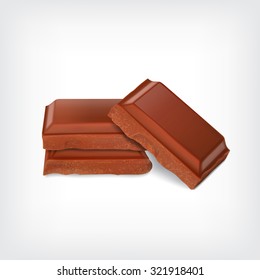 Chocolate pieces. Milk chocolate. Vector icon. EPS10 vector