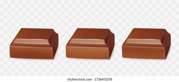 Chocolate pieces, on white background. Vector illustration. 