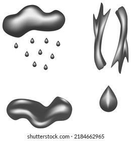 Chocolate pieces with splashes, drops of white chocolate in retro gray tones. 3d vector food objects