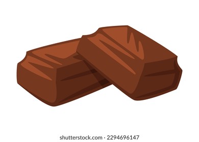 Chocolate pieces. Tasty sweet dessert cartoon vector illustration