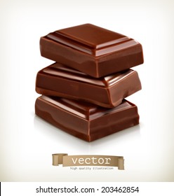 Chocolate pieces, vector illustration