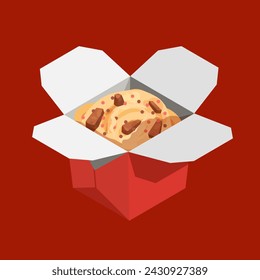 Chocolate piein the red box. Vector food illustration 