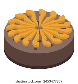 Chocolate pineapple cake icon isometric vector. Cooking fruit calories. Cookery crust fruit