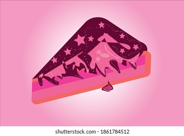 Chocolate pink cake vector image, this food is very popular with children and adults. This vector can be used for anything or as learning