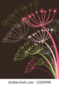 chocolate and pink dandelion (vector) - illustration