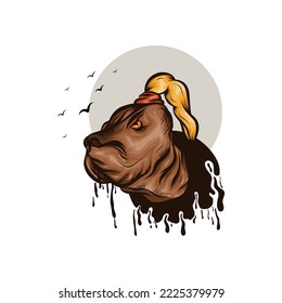 chocolate pitbull mascot logo design
