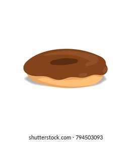 Chocolate plain donut or doughnut doodle vector illustration