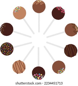 Chocolate pop and cake pops.
