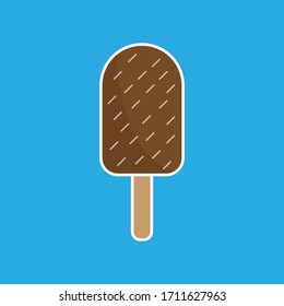 Chocolate popsicle ice cream vector design illustration with sky blue background.