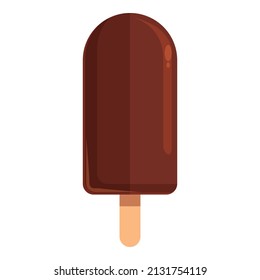 Chocolate popsicle icon cartoon vector. Cocoa candy. Dark milk