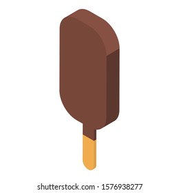 Chocolate popsicle icon. Isometric of chocolate popsicle vector icon for web design isolated on white background