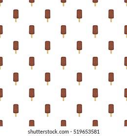 Chocolate popsicle on a stick pattern. Cartoon illustration of chocolate popsicle on a stick vector pattern for web
