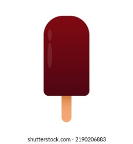 Chocolate popsicle on stick vector. (whole and bitten with filling) Isolated on white background.