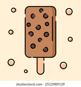 Chocolate Popsicles Ilustração Estilo de Design Plano, Perfeito para Design de Tema Sobremesa