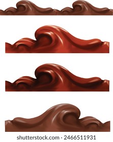 chocolate pouring caramel chocolate drops 3D Vector realistic illustration