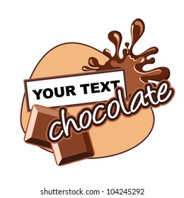 Chocolate pouring. Label design.