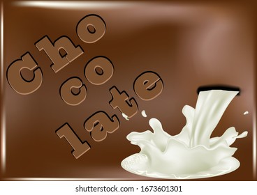 Schokolade und gießende Milch .Nahaufnahme, Textur