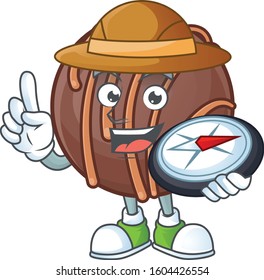 Chocolate praline ball stylized Explorer having a compass