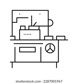 chocolate prepare automatical machine line icon vector. chocolate prepare automatical machine sign. isolated contour symbol black illustration