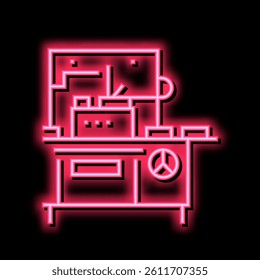 chocolate prepare automatical machine neon light sign vector. chocolate prepare automatical machine illustration