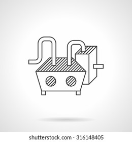 Chocolate Processing Machine With Tank. Flat Line Vector Icon. Equipment And Machinery For Food Industry. Design Symbols For Website And Business.