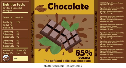 Chocolate product packaging design vector illustration