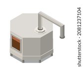 Chocolate production isometric composition with isolated image of industrial appliance vector illustration
