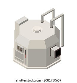 Chocolate production isometric composition with isolated image of industrial appliance vector illustration