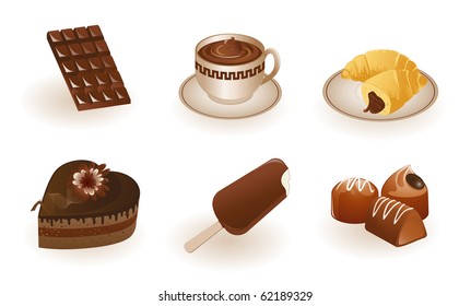 Chocolate products. High quality vector icon