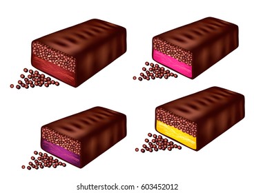 Chocolate protein bar. sports nutrition . 3d illustration