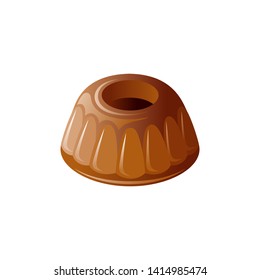 Schokoladentudding, Kuchen oder Suffeldessert Symbol. Cartoon süße Nahrung Element. 3d realistisches Kakao-Symbol. Vektorillustration einzeln auf weißem Hintergrund.