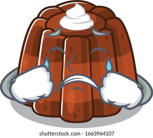 Chocolate pudding cartoon character concept with a sad face