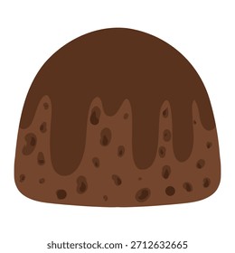 Ilustração de pudim de chocolate, sobremesa única. Pudim de mostarda com esmalte. Ícone de pudim único, chocolate tratar