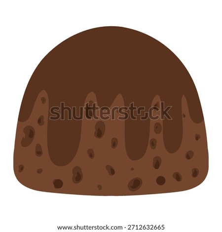 Chocolate pudding illustration, single dessert. Custard pudding with glaze. Single pudding icon, chocolate treat