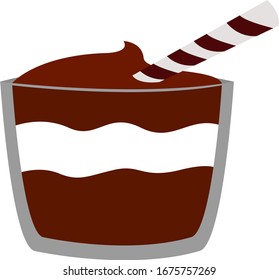 Chocolate pudding, illustration, vector on white background.