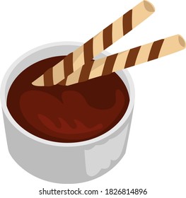 Chocolate pudding, illustration, vector on white background